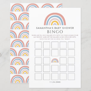 Papier Baby-shower Bingo Arc-en-ciel Aquarelle