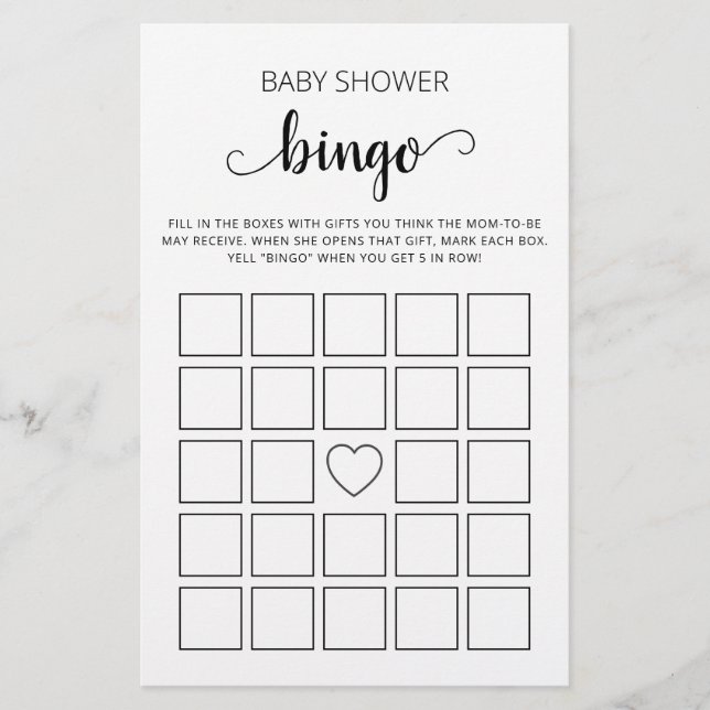 Papier Baby shower Bingo Jeu Baby shower (Devant)