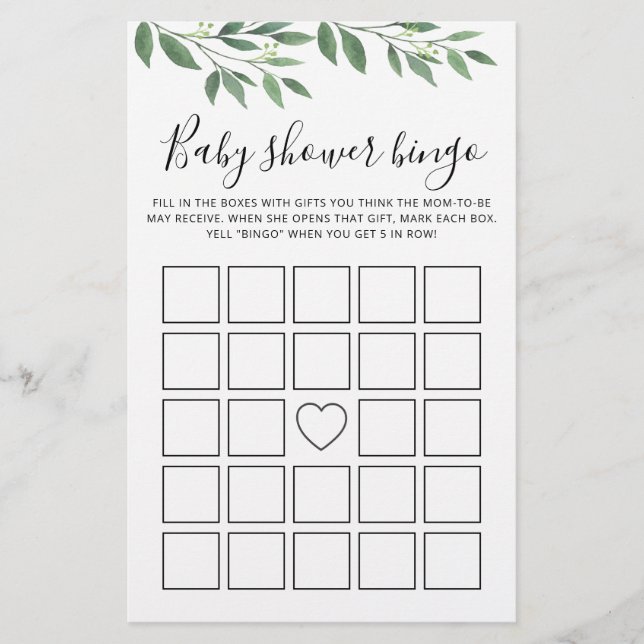 Papier Baby shower Bingo Jeu Baby shower (Devant)