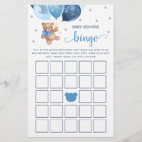 Baby shower Bingo Jeu Teddy Bear