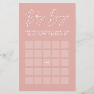 Papier Baby shower bingo moderne girly rose rose