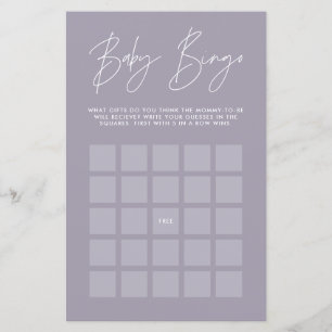 Papier Baby shower bingo moderne lilas violet girly