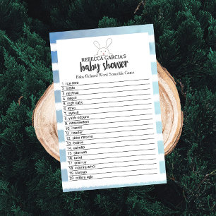 Papier Baby shower Blanc Bunny Bleu Mot Bleu Jeu