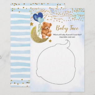 Papier Baby shower bleu bébé visage