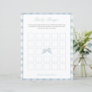 Papier Baby shower bleu bingo