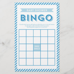 Papier Baby shower bleu moderne Jeu de Bingo