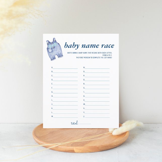 Papier Baby shower Blue Jean | Jeu de course de nom de bé (Créateur téléchargé)