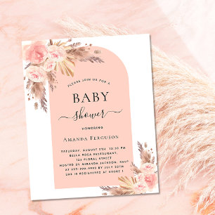Papier Baby shower blush pampas herbe invitation