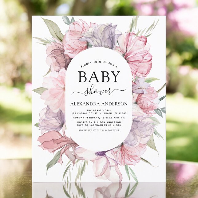 Papier Baby Shower Bohème Rose Pâle et Violet pas Cher (Créateur téléchargé)