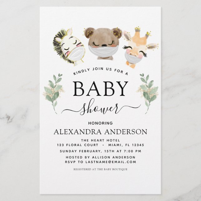 Papier Baby shower Budget Bois Eucalyptus Vert (Devant)