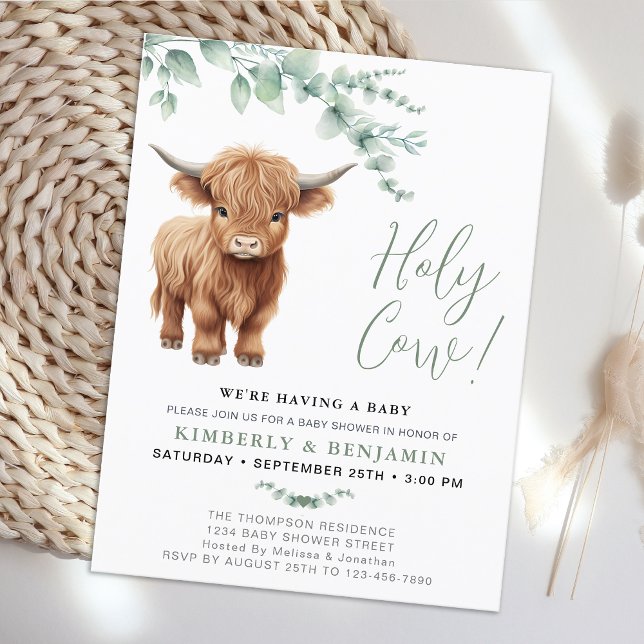 Papier Baby shower Budget Highland Cow Green Couples (Créateur téléchargé)