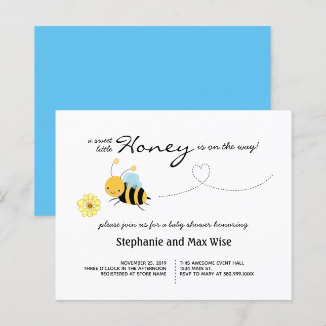 Papier Baby shower Budget Invitation des couples d'abeill (Devant / Derrière)