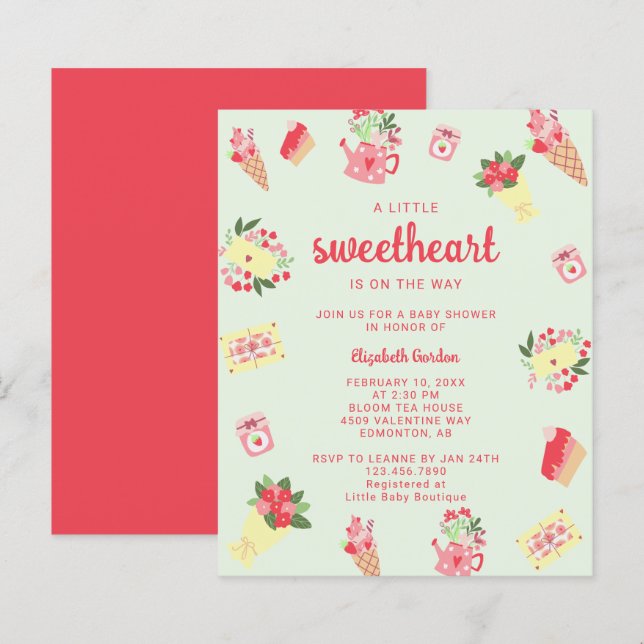 Papier Baby shower Budget Little Sweetheart sur le chemin (Devant / Derrière)