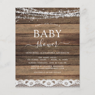 Papier Baby shower Budget Rustique Farmhouse Lace