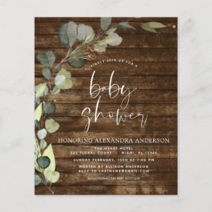 Papier Baby shower Budget Vert Eucalyptus Rustique