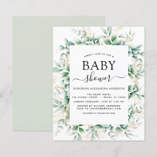 Papier Baby shower budgétaire Eucalyptus Botanique Géomét