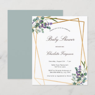 Papier Baby shower budgétaire eucalyptus lavender geo