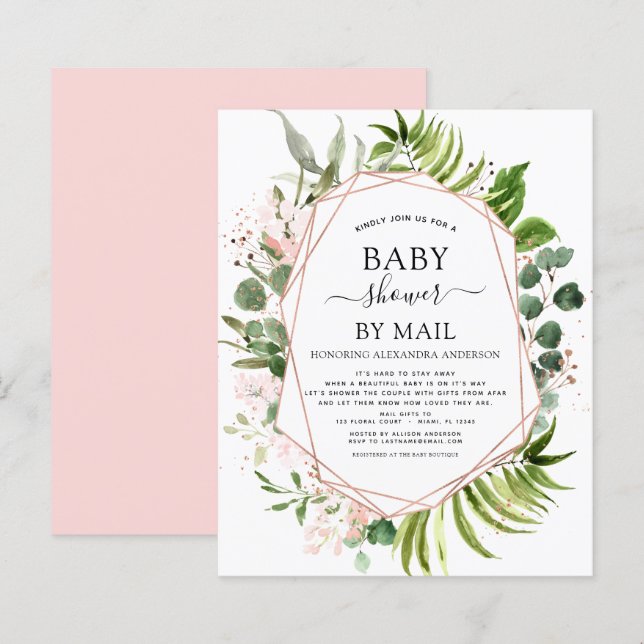 Papier Baby shower budgétaire par Mail Greenery Invitatio (Devant / Derrière)
