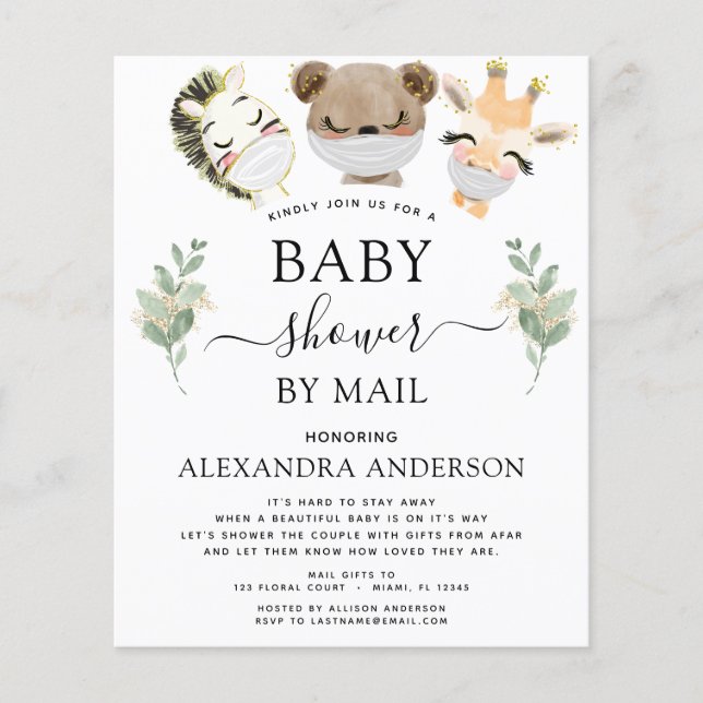 Papier Baby shower Budgétaire Par Mail Woodland Invitatio (Devant)