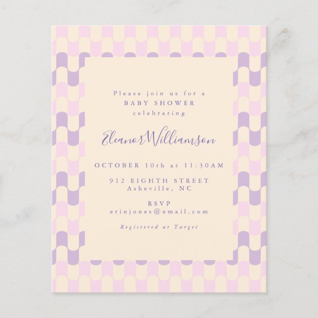 Papier Baby shower budgétaire rose mou Invitation (Devant)