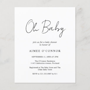 Papier Baby shower budgétaire simple et moderne Invitatio