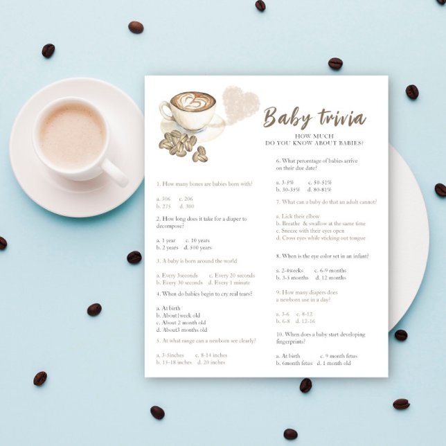 Papier Baby shower café - Baby Trivia Jeu (Créateur téléchargé)