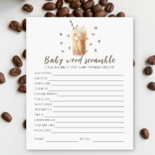 Papier Baby shower café glacé - Mots mêlés pour bébé