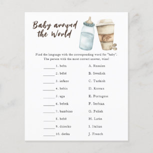 Papier Baby shower café - Jeu de bébé autour du monde