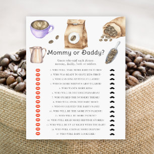 Papier Baby shower café - jeu maman ou papa