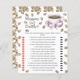 Papier Baby shower café - jeu maman ou papa