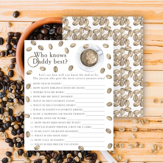 Papier Baby shower café - Jeu Qui connaît le mieux papa (Créateur téléchargé)