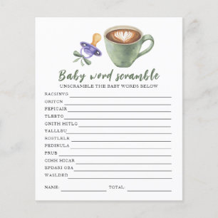Papier Baby shower café - Mots mêlés pour bébé