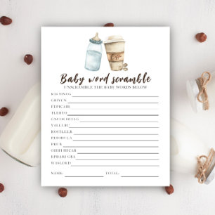 Papier Baby shower café - Mots mêlés pour bébé