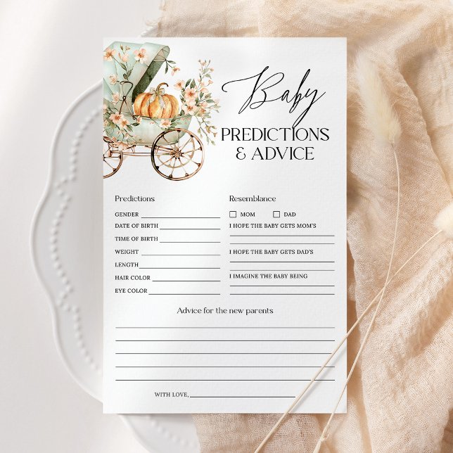 Papier Baby shower Citrouille de prédictions et conseils  (Créateur téléchargé)