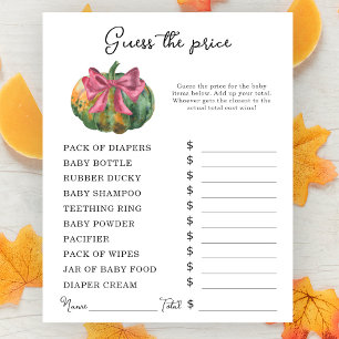 Papier baby shower citrouille Jeu de devis de prix