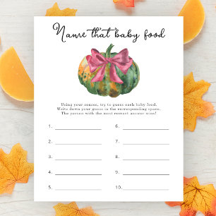 Papier baby shower citrouille Nom ce jeu d'alimentation p
