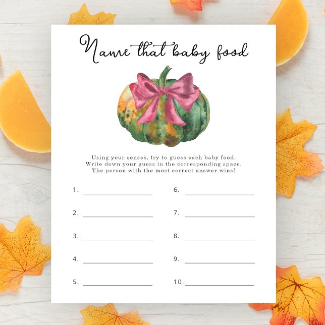 Papier baby shower citrouille Nom ce jeu d'alimentation p (Créateur téléchargé)