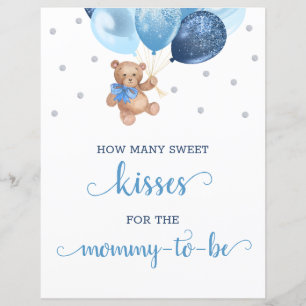 Papier Baby shower Combien de baisers Jeu Signe