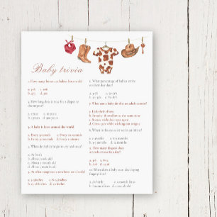 Papier Baby-shower cow-boy - Jeu de trivia pour bébé