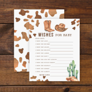 Papier Baby shower cowboy - Jeu de fête vœux pour bébé