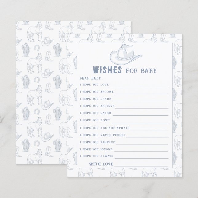 Papier Baby shower Cowboy - Partie | voeux pour bébé (Devant / Derrière)