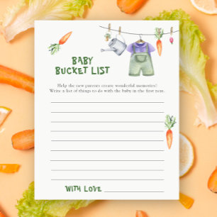 Papier Baby shower cultivé localement - Liste des seaux p