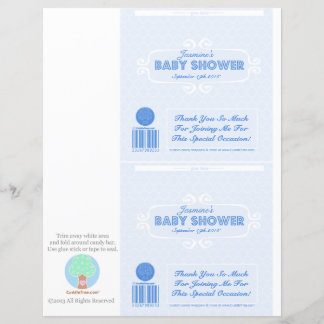 Papier Baby shower Custom Candy Bar Wrappers Bleu