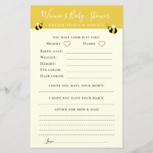 Papier Baby shower d'abeille jaune mignon Conseils et pré
