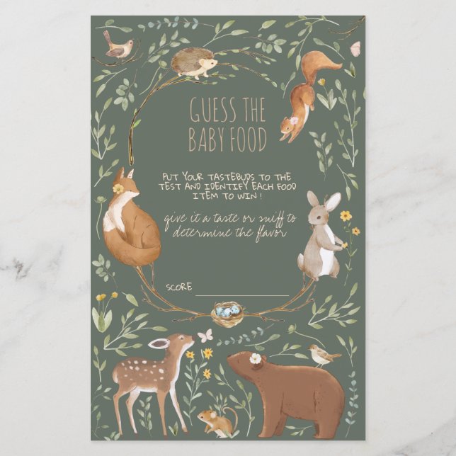 Papier Baby shower d'amis de la forêt (Dos)