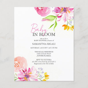 Papier Baby shower D'Aquarelle Budget Bébé En Fleur