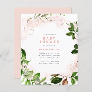 Papier Baby shower d'aquarelle budgétaire Blush & Greener