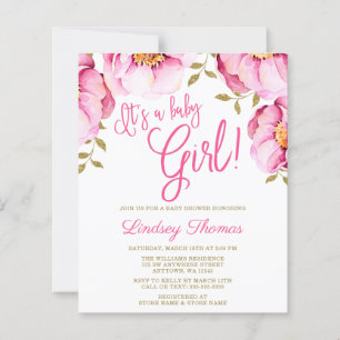 Papier Baby shower d'aquarelle couleur or rose budget