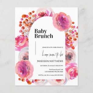 Papier Baby shower d'arche florale rose Budget