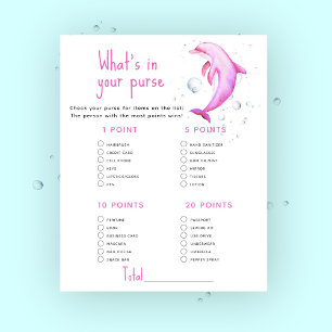 Papier Baby shower dauphin - Quoi dans votre sac à main